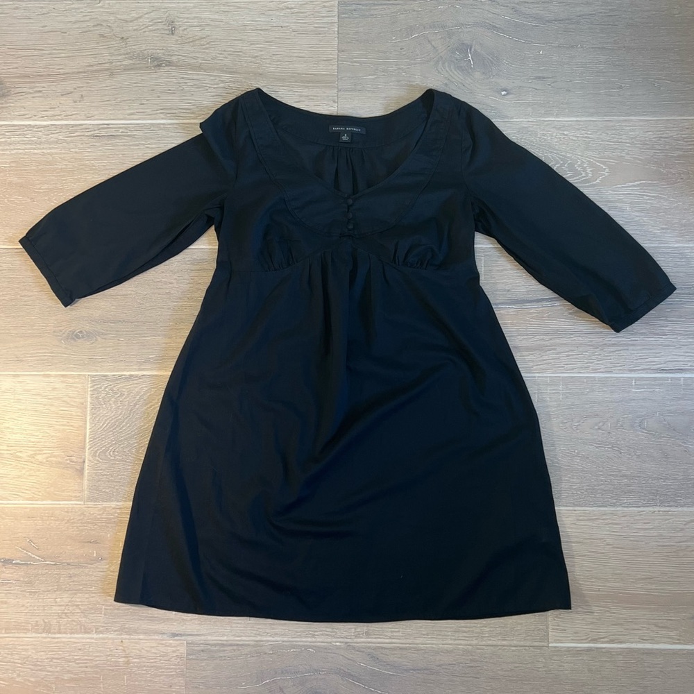 Banana Republic Black 100% Cotton Dress Long Sleeve Summer Casual Shift Size S